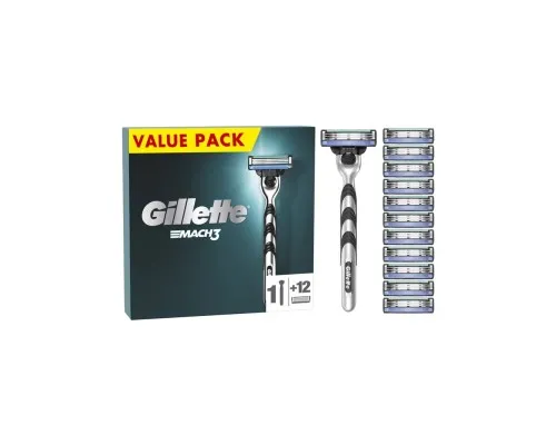 Бритва Gillette Mach3 с 12 сменными картриджами (7702018425853)