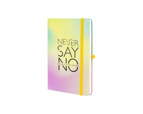 Книга записная Optima А5 NEVER SAY NO, твердая обложка бумага, резинка, белый блок линия (O20812-41)