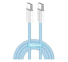 Дата кабель USB-C to USB-C 1.0m 60W 3.0А blue ColorWay (CW-CBPDCC061-BL)