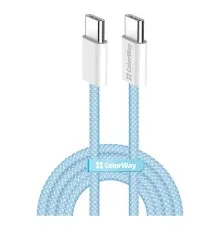 Дата кабель USB-C to USB-C 1.0m 60W 3.0А blue ColorWay (CW-CBPDCC061-BL)