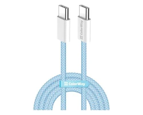 Дата кабель USB-C to USB-C 1.0m 60W 3.0А blue ColorWay (CW-CBPDCC061-BL)