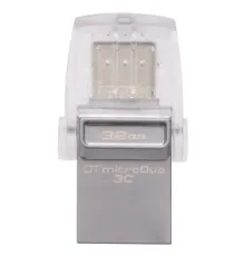 USB флеш накопичувач Kingston 32GB DataTraveler microDuo 3C USB 3.1 (DTDUO3C/32GB)
