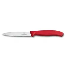 Кухонный нож Victorinox SwissClassic для нарезки 10 см, волнистое лезвие, красный (6.7731)
