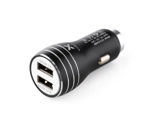 Зарядное устройство Vinga Dual USB Car Charger aluminium 15.5W Max (VCCAABK)