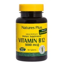 Витамин Natures Plus Витамин B-12 (Метилкобаламин), Nature's Plus, 1000 мкг, 90 Т (NTP1720)