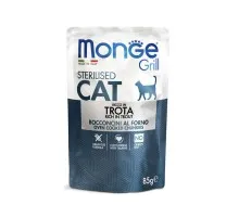 Вологий корм для кішок Monge Cat Grill Sterilised форель 85 г (шматочки в жиле) (8009470013659)