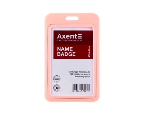 Бейдж Axent вертикальний, PP, 50х85мм, рожевий (4530-10-A)