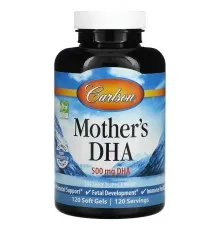 Жирные кислоты Carlson DHA для беременных и кормящих матерей, 500 мг, Mother's DHA, (CAR-01561)