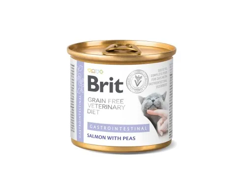 Консерви для котів Brit GF VetDiets Cat Gastrointestinal лосось та горох 200 г (8595602549856)