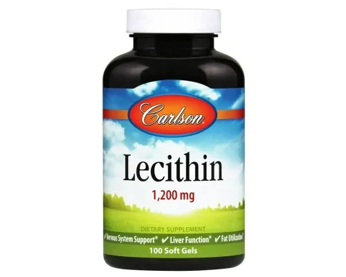 Аминокислота Carlson Лецитин, 1200 мг, Lecithin, 100 желатиновых капсул (CL8621)