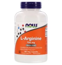 Аминокислота Now Foods L-Аргинин 700мг, L-Arginine, 180 вегетарианских капсул (NOW-00033)