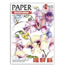 Папір для малювання Santi набір для акварелі Flowers, А3 Paper Watercolor Collection, 20 аркушів, 200г/м2 (130501)