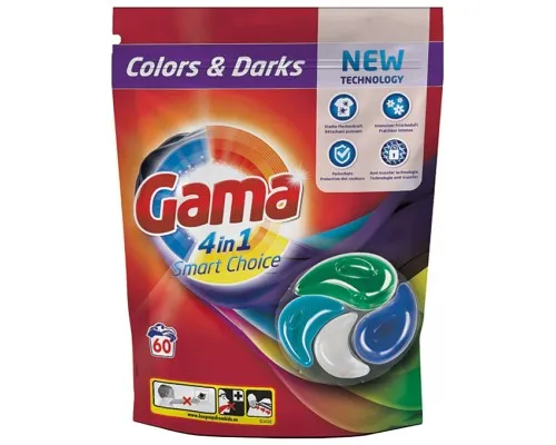 Капсули для прання Gama Color & Darks 4 в 1 для кольорової та темної білизни 60 шт. (8435495831310/8435495836759)