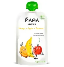 Дитяче пюре Mama knows Манго, Яблуко та Банан без цукру 90 г (4820016254534)