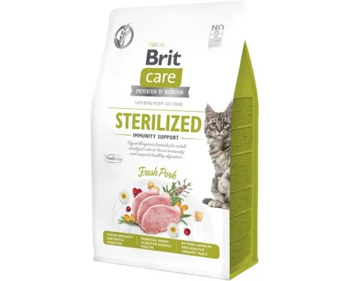 Сухий корм для кішок Brit Care Cat GF Sterilized Immunity Support зі свининою 400 г (8595602565061)