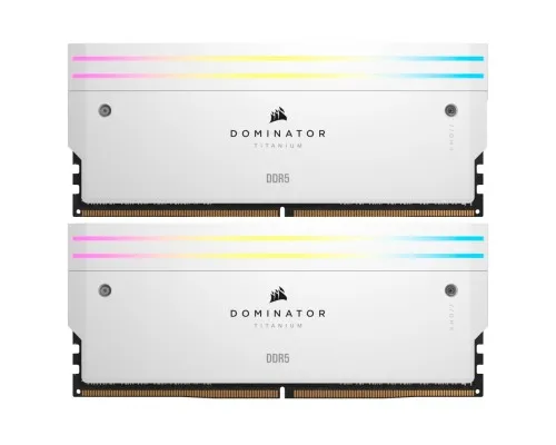 Модуль памяті для компютера DDR5 32GB (2x16GB) 6000 MHz Dominator Titanium RGB White Corsair (CMP32GX5M2B6000C30W)
