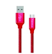 Дата кабель Кабель Colorway USB - Type-C 2.1А 1м червоний ColorWay (CW-CBUC003-RD)