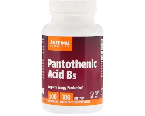 Вітамін Jarrow Formulas Пантотенова кислота (B5) Pantothenic Acid, 500 мг, 100 капсу (JRW-18010)