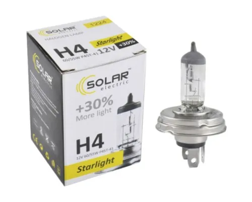 Автолампа SOLAR H4 12V 60/55W P45t-41 Starlight+30 (1224)