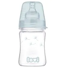 Пляшечка для годування Lovi Diamond Glass Botanic скляна 150 мл Світло-синя (74/105)