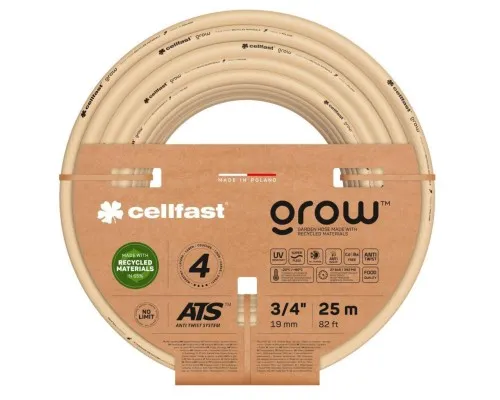 Поливочный шланг Cellfast GROW 3/4 25 м, 4 слоя, до 27 Бар, -20…+60°C (13-521)