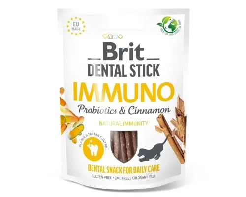 Ласощі для собак Brit Dental Stick Immuno пробіотики та кориця 251 г (8595602564378)