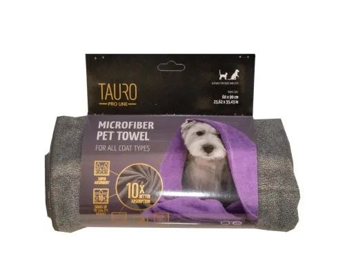 Рушник для тварин Tauro Pro Line з мікрофібри 80х120 см сірий (TPL63398)