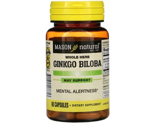 Травы Mason Natural Гинкго Билоба, Ginkgo Biloba, 60 капсул (MAV17735)