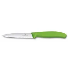 Кухонный нож Victorinox SwissClassic для нарезки 10 см, волнистое лезвие, зеленый (6.7736.L4)