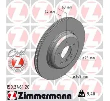 Гальмівний диск ZIMMERMANN 150.3461.20