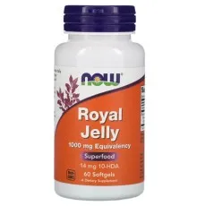 Вітамінно-мінеральний комплекс Now Foods Маточне Молочко 1000 мг, Royal Jelly, 60 гелевих капсул (NOW-02560)