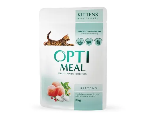 Влажный корм для кошек Optimeal для котят со вкусом курицы 85 г (4820083905452)