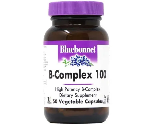 Вітамін Bluebonnet Nutrition B-Комплекс 100, B-Complex, 50 вегетаріанських капсул (BLB0416)