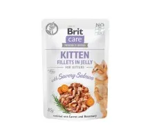 Вологий корм для кішок Brit Care Cat pouch для кошенят 85 г (пікантний лосось у желе) (8595602540594)