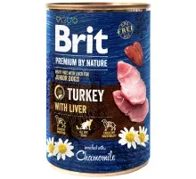 Консервы для собак Brit Premium by Nature индейка с индюшиной печенью 400 г (8595602538553)