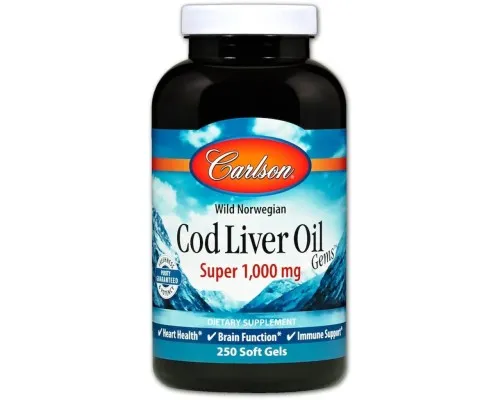 Жирные кислоты Carlson Жир из Печени Норвежской Трески, 1000 мг, Cod Liver Oil, 25 (CAR-01302)