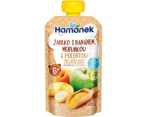 Детское пюре Hamanek из яблок, бананов, абрикосов и поленты 100 г (1215915)