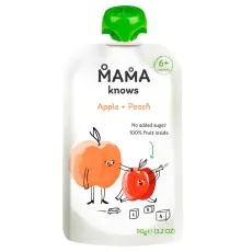 Дитяче пюре Mama knows Яблуко та Персик без цукру 90 г (4820016254459)