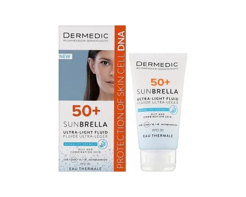 Засіб від засмаги Dermedic Sunbrella Ультралегкий захисний флюїд SPF 50+ Для жирної та комбінованої шкіри 40 мл (5901643177560)