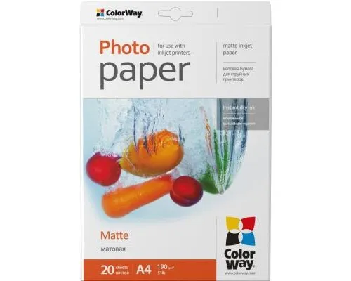 Фотопапір ColorWay A4 190г matte 20ст. (PM190020A4)
