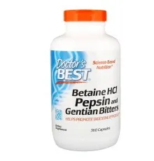 Вітамінно-мінеральний комплекс Doctor's Best Бетаїн HCL та Пепсин, Betaine HCL & Pepsin, 360 капсул (DRB-00315)