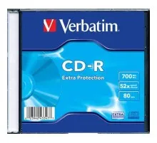 Диск CD Verbatim CD-R 700Mb 52x 1шт Slim Case (43347-1disk)