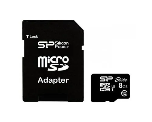 Карта памяти Silicon Power 8Gb microSDHC class 10 (SP008GBSTHBU1V10SP)