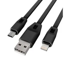 Дата кабель USB 2.0 - Micro USB/Lightning 2А (DR-1622) (Black) 1,0м Drobak (219093)