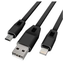 Дата кабель USB 2.0 - Micro USB/Lightning 2А (DR-1622) (Black) 1,0м Drobak (219093)