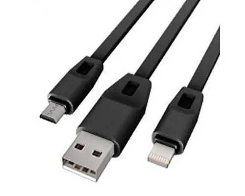 Дата кабель USB 2.0 - Micro USB/Lightning 2А (DR-1622) (Black) 1,0м Drobak (219093)