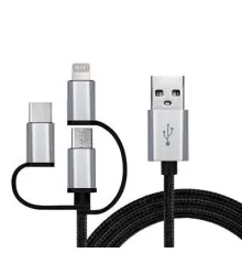 Дата кабель USB 2.0 AM to 3in1 1.0m Premium black REAL-EL (EL123500035)