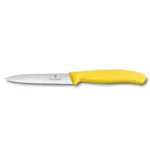 Кухонный нож Victorinox SwissClassic для нарезки 10 см, волнистое лезвие, желтый (6.7736.L8)