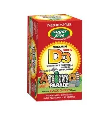 Вітамін Natures Plus Вітамін D3 для Дітей без Сахара, Смак Чорної Вишні, Animal P (NAP-29923)
