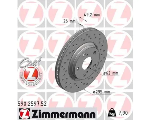 Тормозной диск ZIMMERMANN 590.2597.52